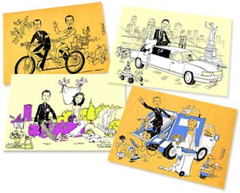 Fun and smart wedding invitations with the couple's charicature