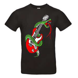 camiseta serpiente y guitarra